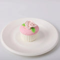 Floral Cupcake Squishy Toy in white plate