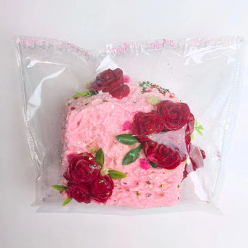 Front view of Creamy Tree Rose Squishy with glittery