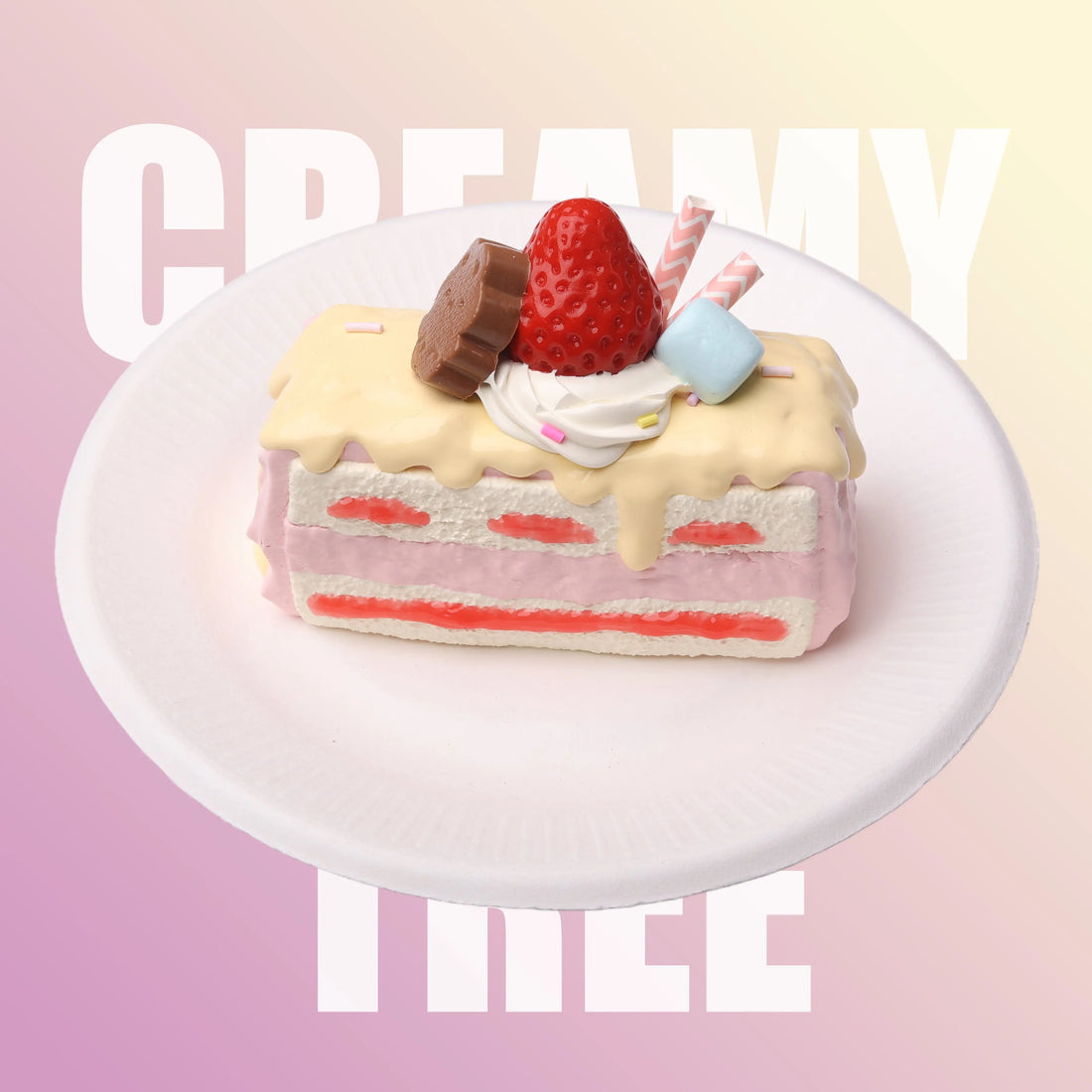 Strawberry Roll Cake Squishy Toy CREAMY TREE
