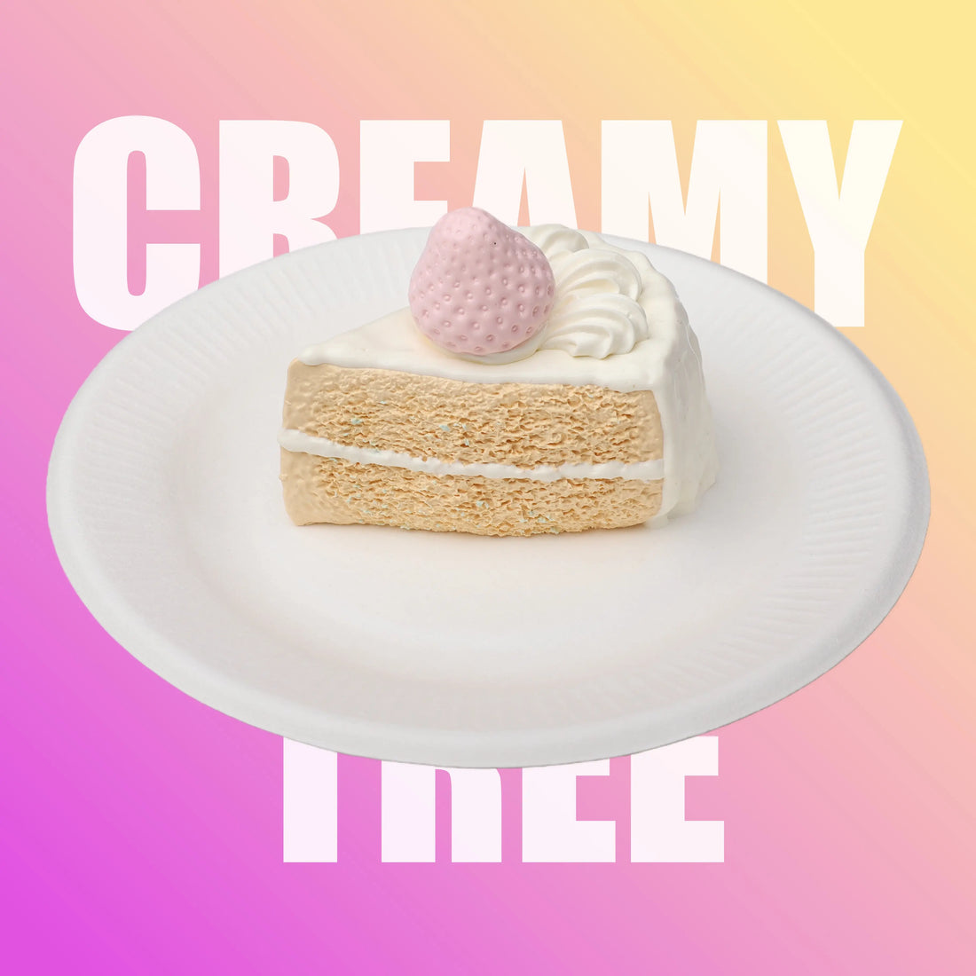 Pink Strawberry Slice Cake Squishy Toy CREAMY TREE