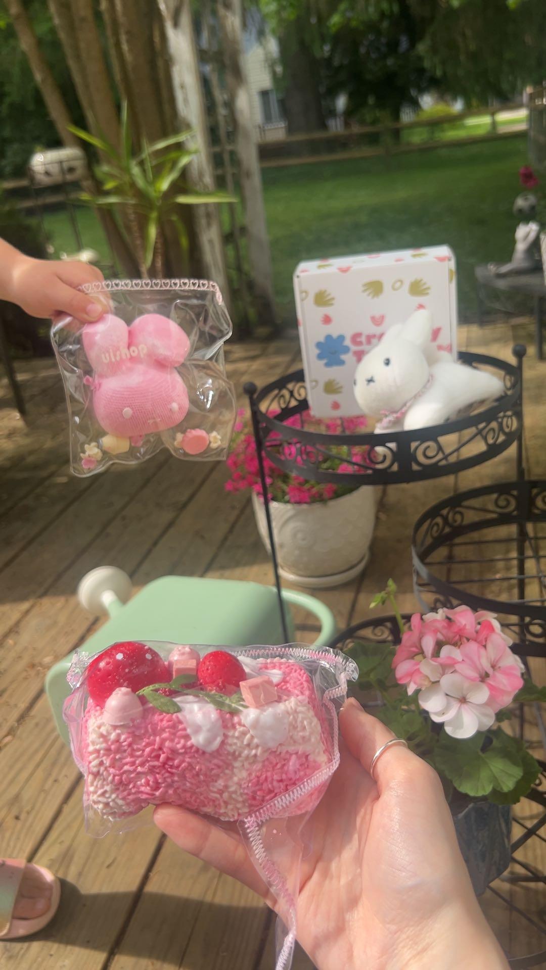 A customer’s photo sharing their Creamy Tree rice ball squishy