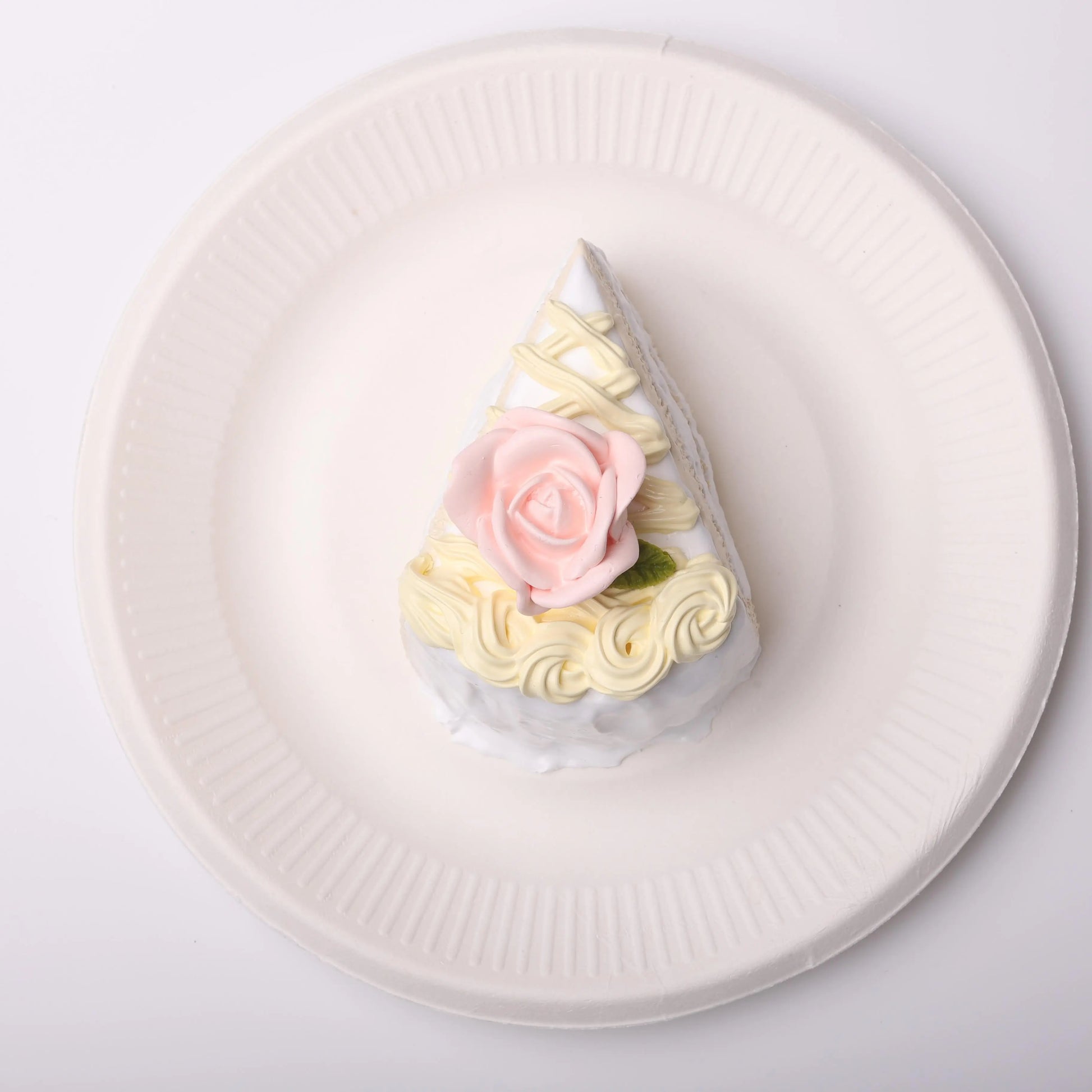Rose White Chocolate Cake Slice Squishy Toy CREAMY TREE