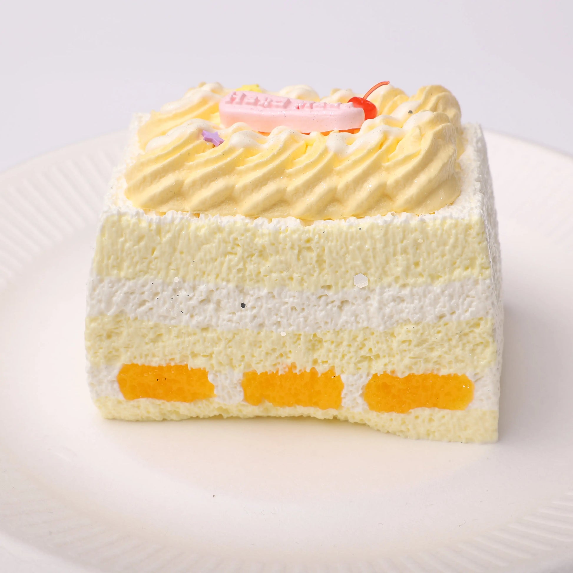 【CT225】Yellow Striped Square Cake Squishy Toy CREAMY TREE