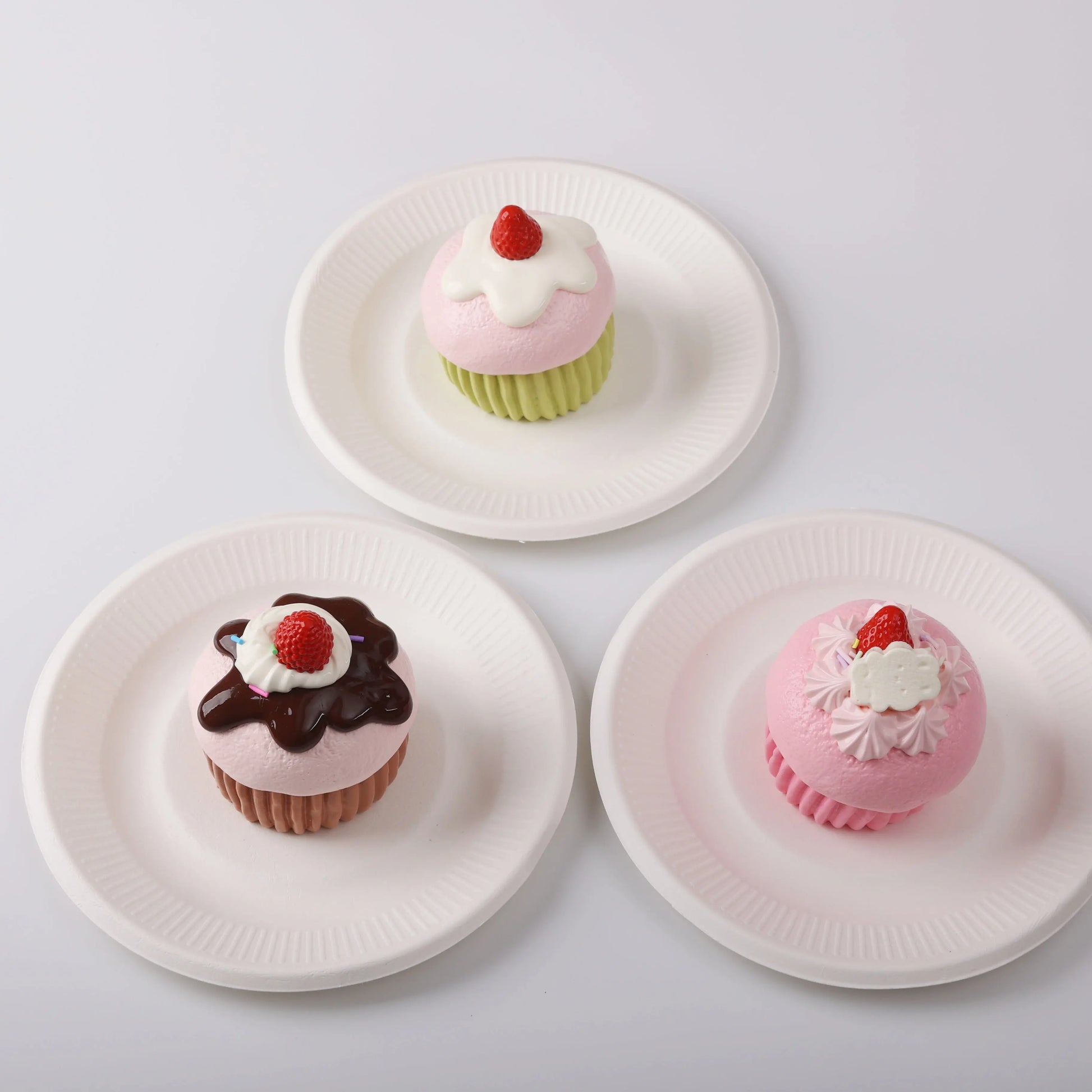 Three different favors of Creamy Tree P-Brown Cupcake Squishy Toy