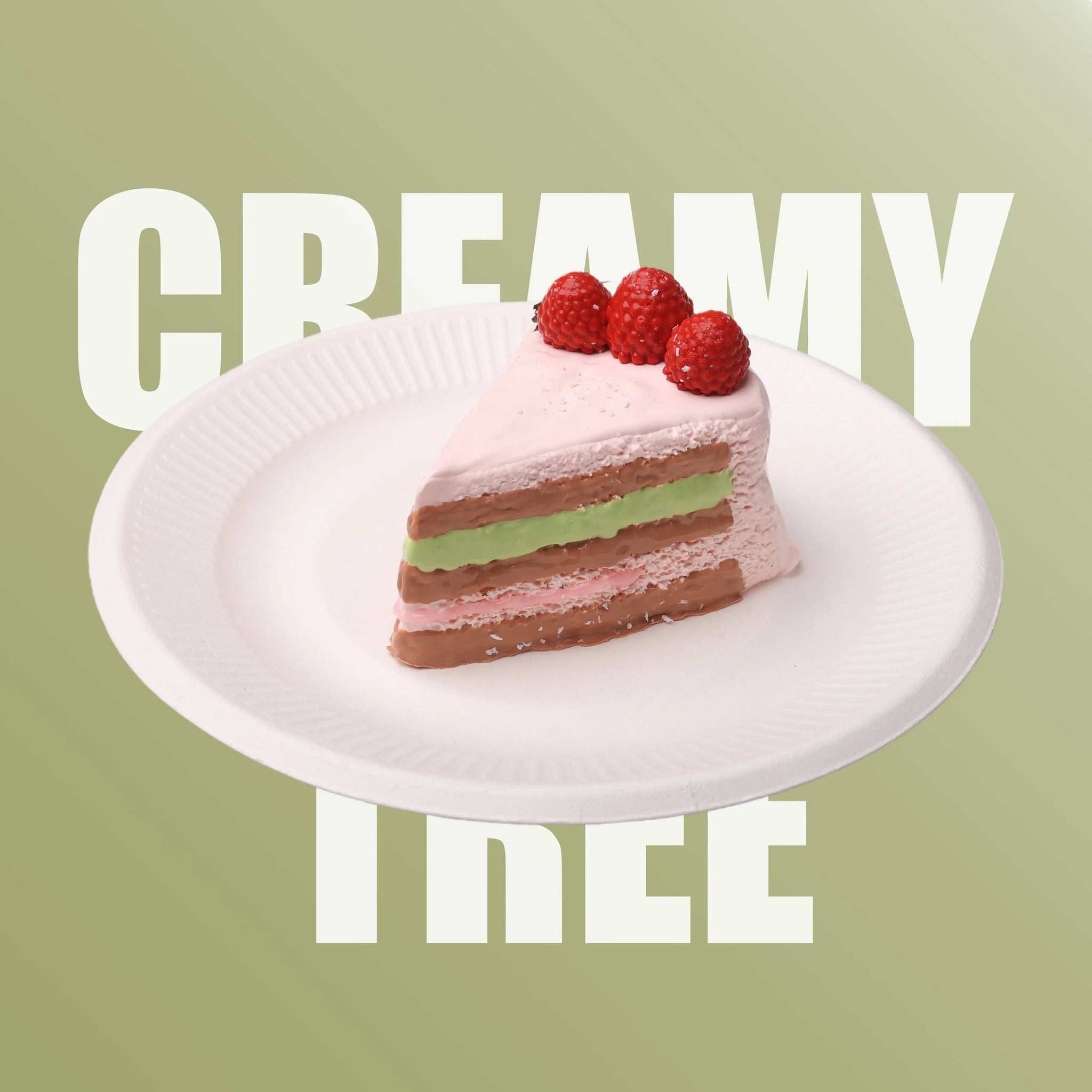 Raspberry Cake Slice Squishy Toy CREAMY TREE