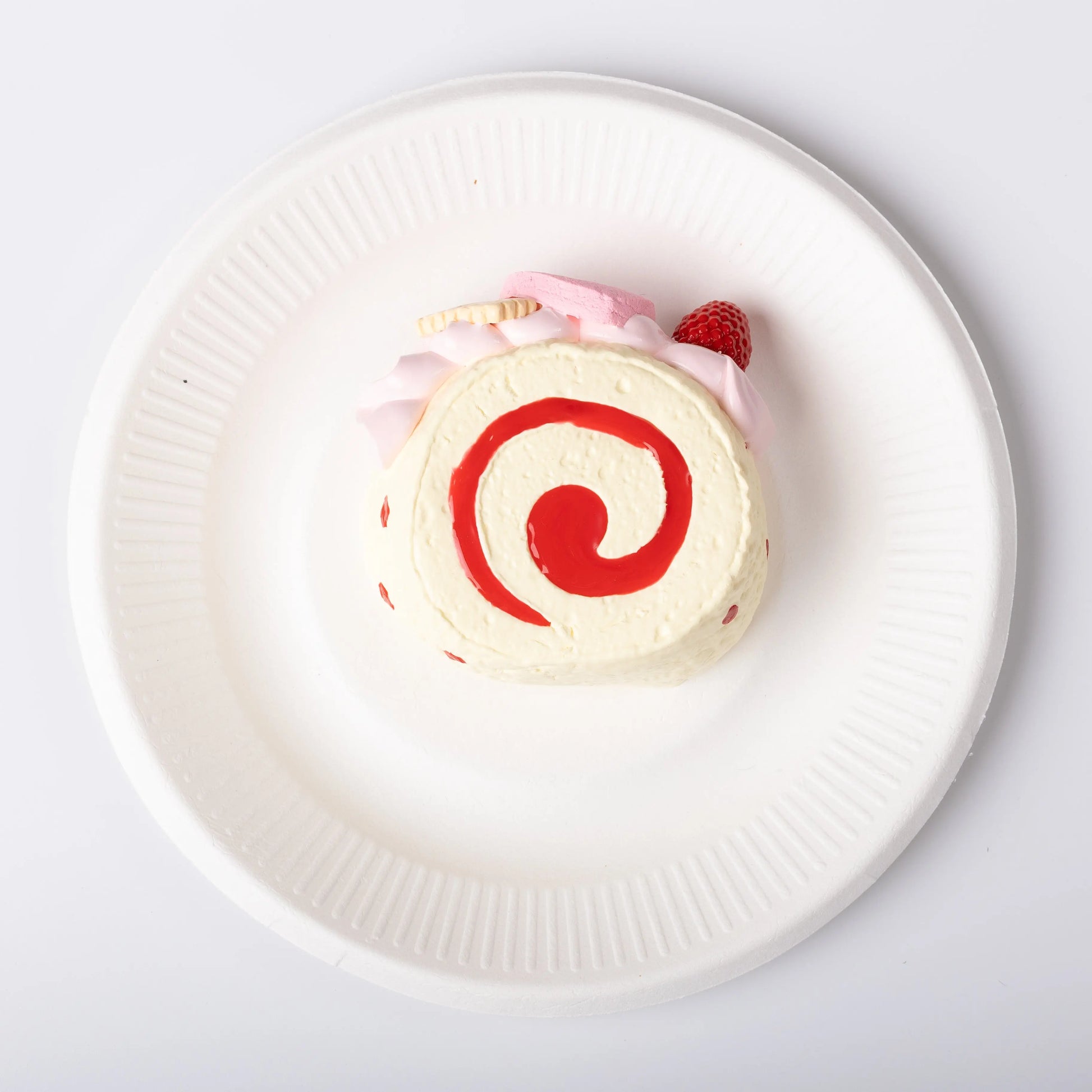 Top view of Creamy Tree Red Berry Swiss Roll Squishy Toy