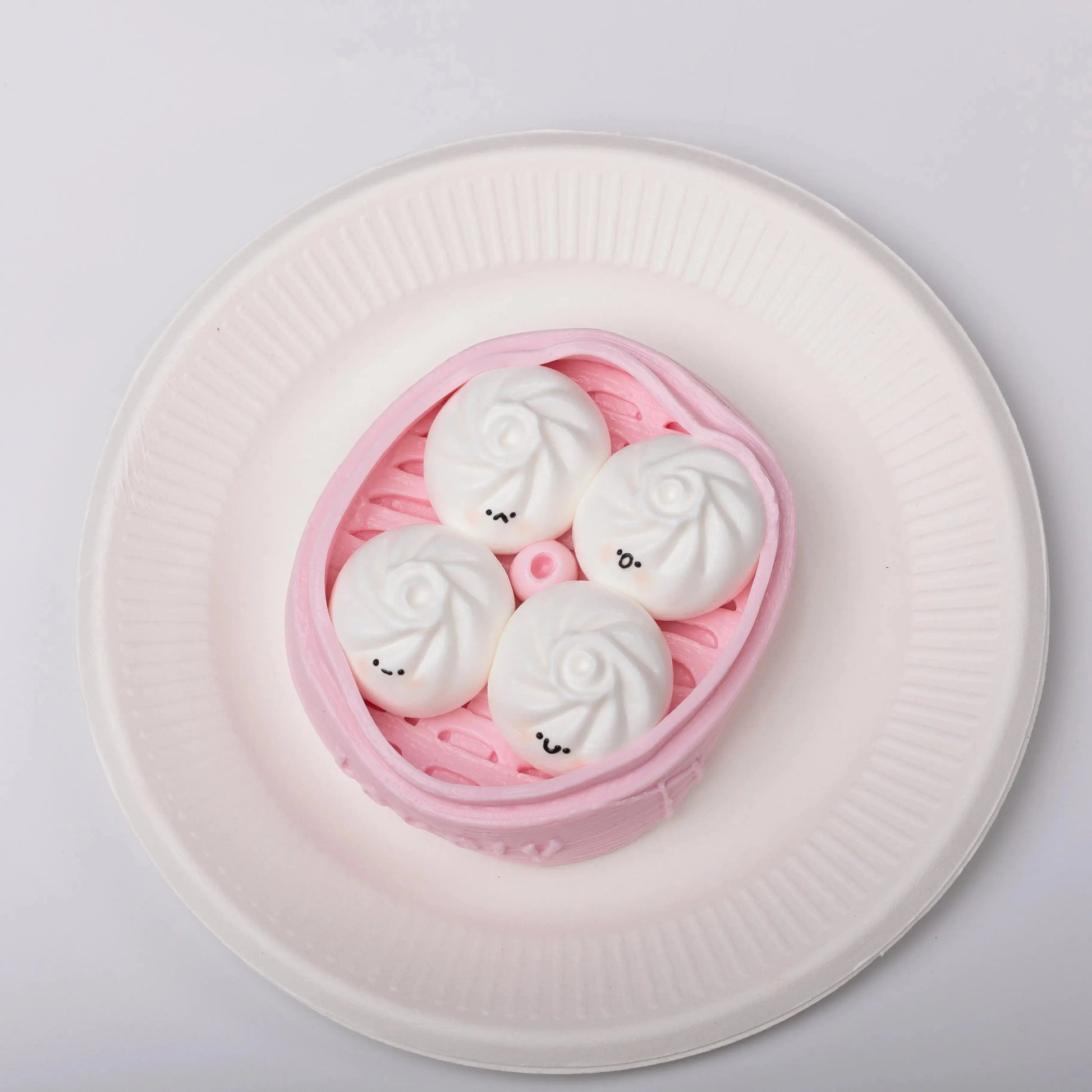 Top view of Creamy Tree Pink Xiaolongbao Squishy Toy