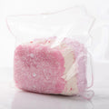 Side view of Creamy Tree Shining Pink Bread Squishy toy with three different layers
