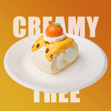 CREAMY TREE Ginger Cat Swiss Roll Squishy Toy