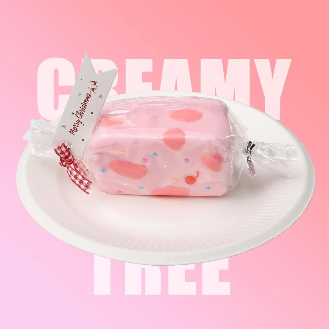 CREAMY TREE Pink Strawberry Nougat Squishy Toy