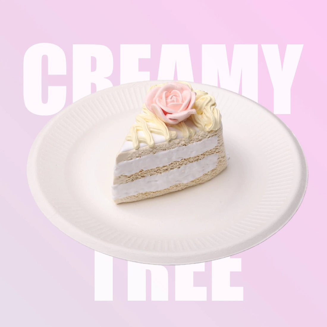 CREAMY TREE Rose White Chocolate Cake Slice Squishy Toy