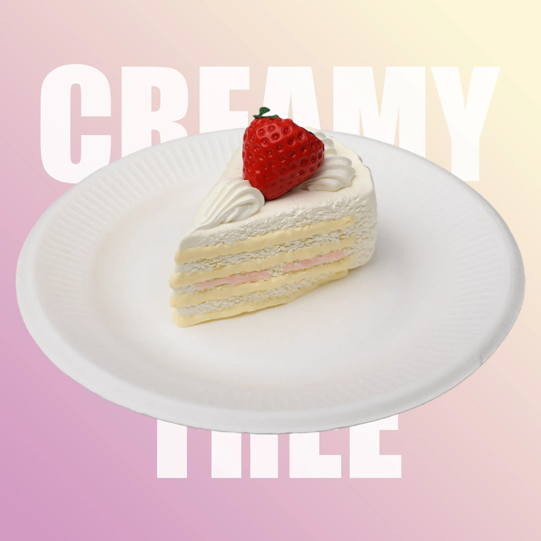 CREAMY TREE Strawberry Creamy Slice Cake Squishy Toy