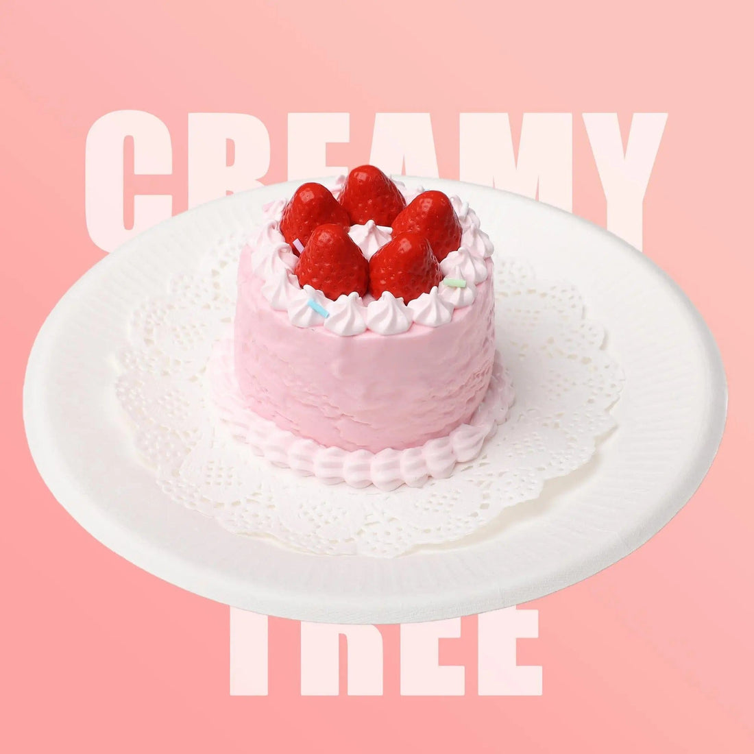 CREAMY TREE Strawberry Round Cake Squishy Toy