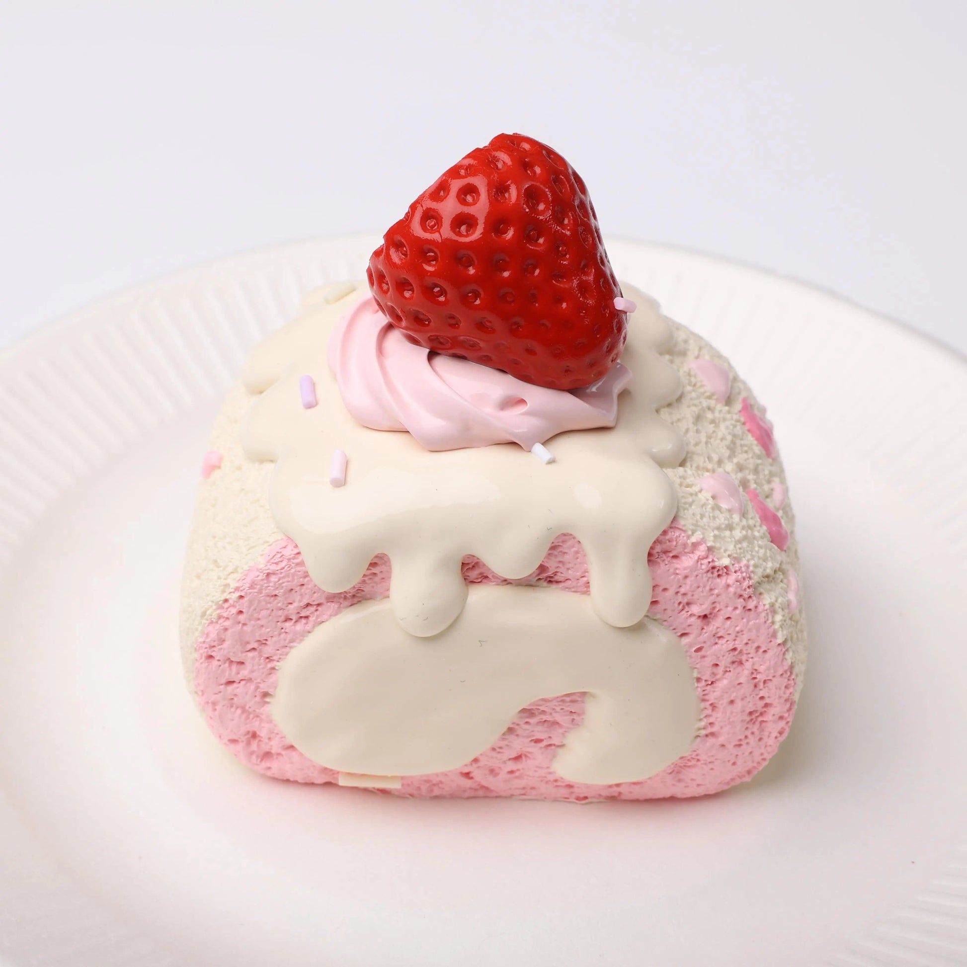 CREAMY TREE Strawberry Swiss Roll Squishy Toy