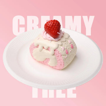 CREAMY TREE Strawberry Swiss Roll Squishy Toy