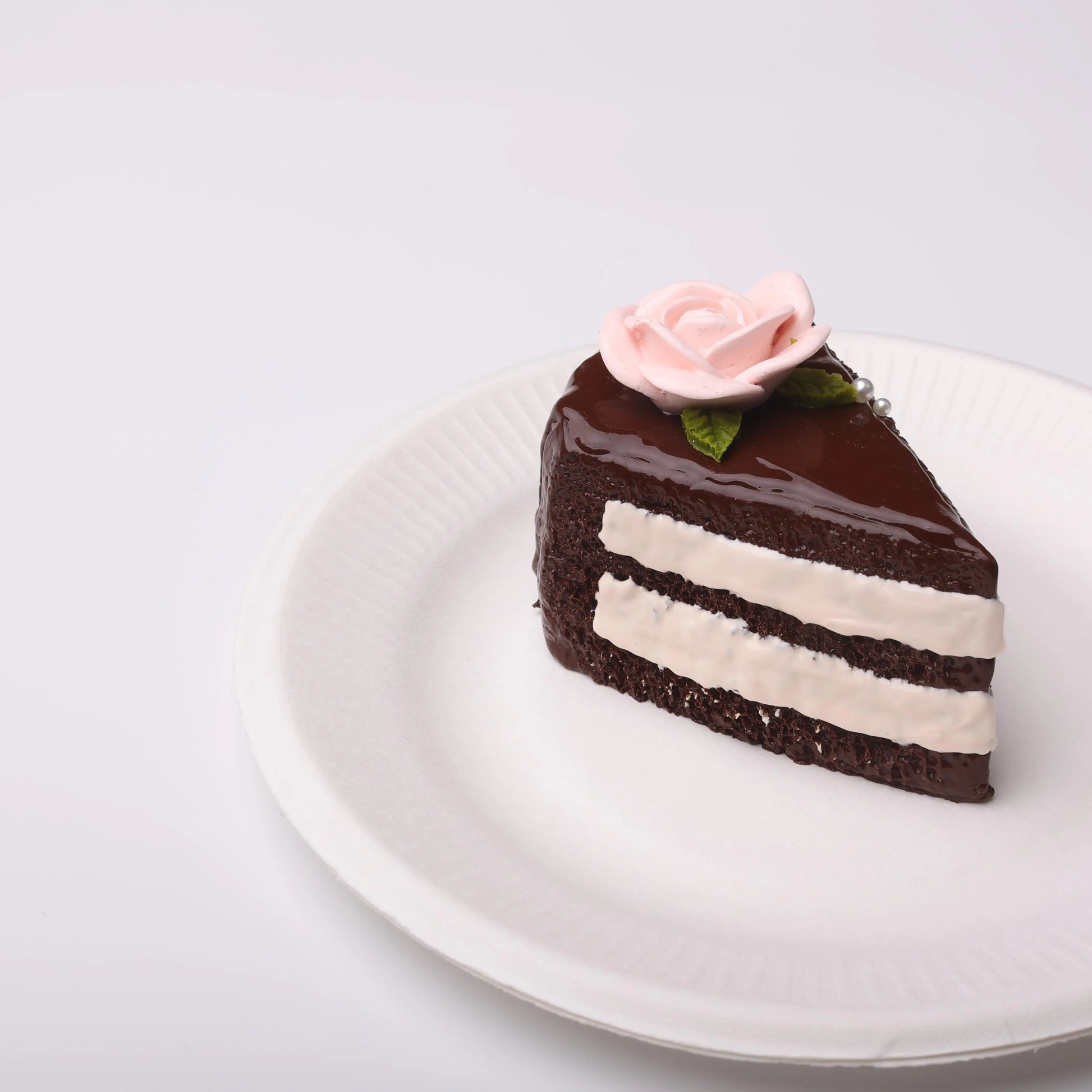 Rose Black Chocolate Cake Slice Squishy Toy CREAMY TREE